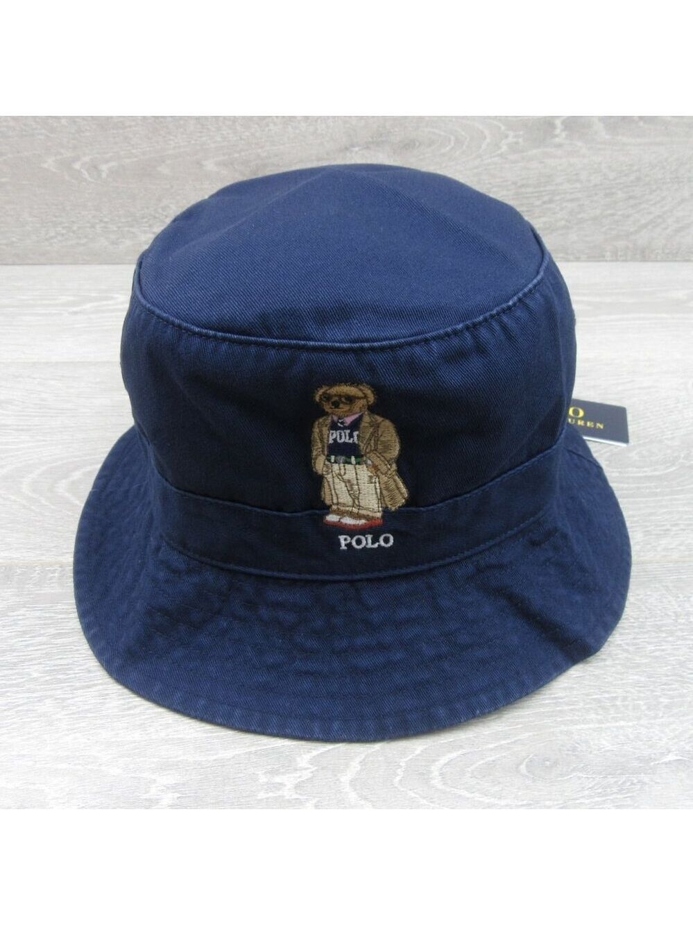 Polo Ralph Lauren Embroidered Bear Bucket Hat Adult Size L/XL Navy Blue NEW - Picture 4 of 13